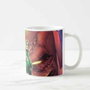 Den gröna lyktan med strömmer av ljust - färg kaffemugg