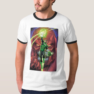Den gröna lyktan med strömmer av ljust - färg t-shirt
