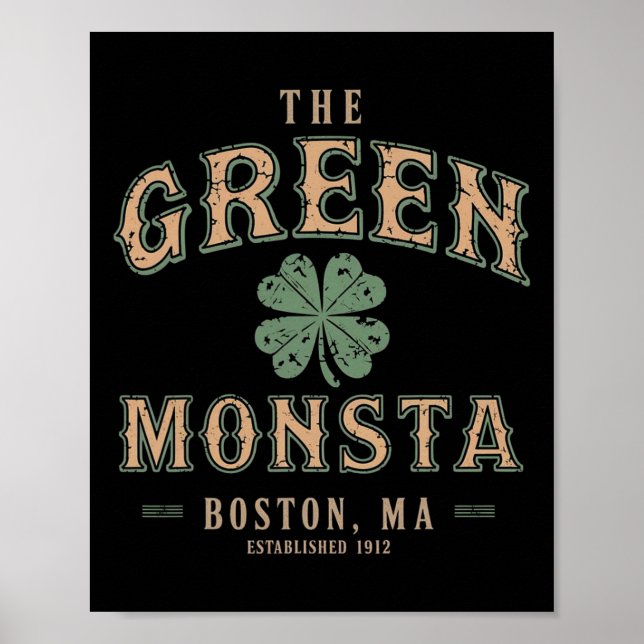 Den Gröna Monsta Outfits St Patricks Day Boston Na Poster (Framsidan)