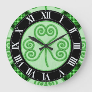 Den gröna och svart plädShamrockväggen tar tid Stor Klocka