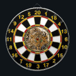 Den gröna ögaleoparden med prickigt flår guld piltavla<br><div class="desc">Ljust - den gröna ögaleoparden med den prickiga leoparden flår struktur</div>