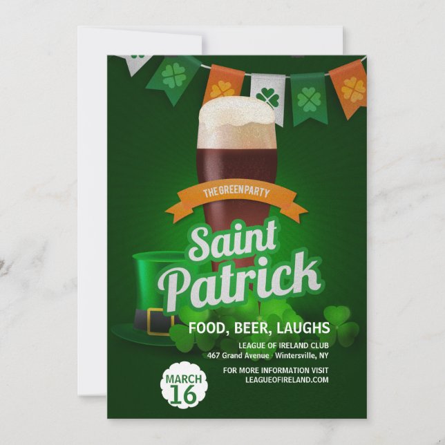 Den gröna partiet St. Patrick's Day-inbjudan Inbjudningar (Framsida)
