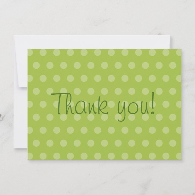 Den gröna polkaen pricker baby showertack tack kort (Framsida)