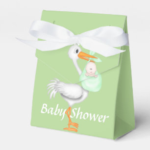 Den gröna Storkbaby showerfavören boxas Presentaskar