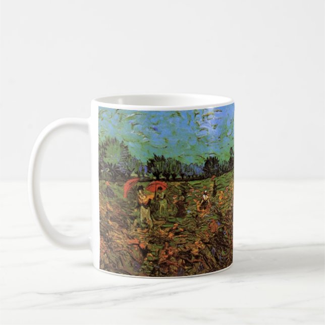 Den gröna vingården av Vincent van Gogh Kaffemugg (Vänster)