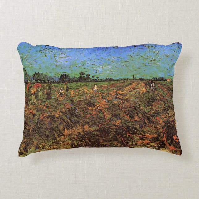 Den gröna vingården av Vincent van Gogh Prydnadskudde (Framsidan)