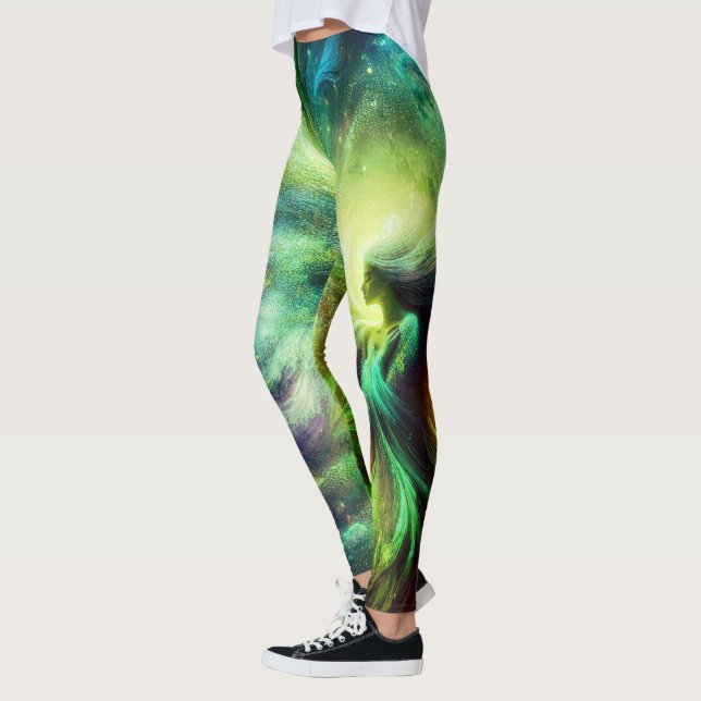 Den gröna vinkeln på ett par anpassade moderna leggings (Vänster)