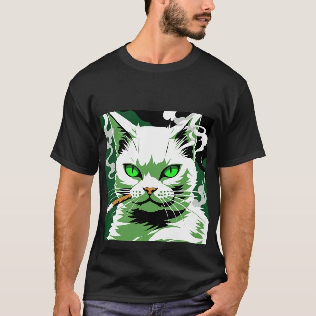 Den Grönt ögonkatten T Shirt (Framsida)