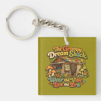 Den Groovy Dream Shack Fyrkantiga Akryl Nyckelring