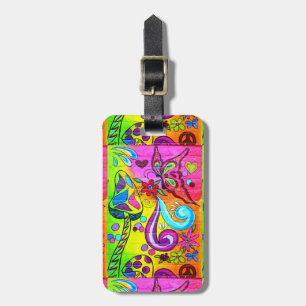 Den Groovy psychedelic hippien färgar Thunder_Cove Bagagebricka