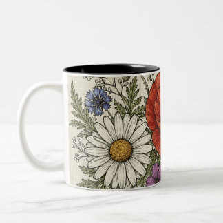 Den Groovy Vintage Wilflower Kaffemuggen Två-Tonad Mugg