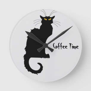 Den Grouchy väggen för kattkaffetid tar tid på Rund Klocka
