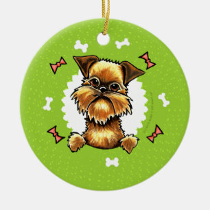 Den grova Bryssel Griffon hunden benar ur Julgransprydnad Keramik