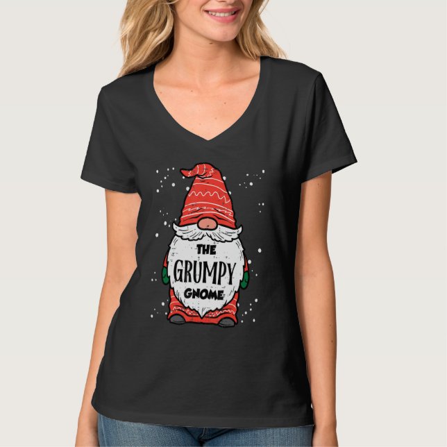 Den Grumpy Gnome Xmas Matchande Jul Pyjamas F T Shirt (Framsida)