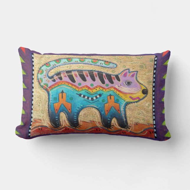 Den Grumpy katten/den nyfikna lejona reversiblen Lumbarkudde (Framsida)