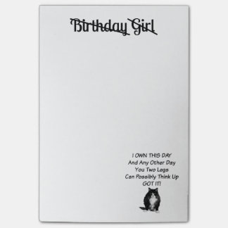Den Grumpy kattfödelsedagflickan Posta-Den-Noterar Post-it Block