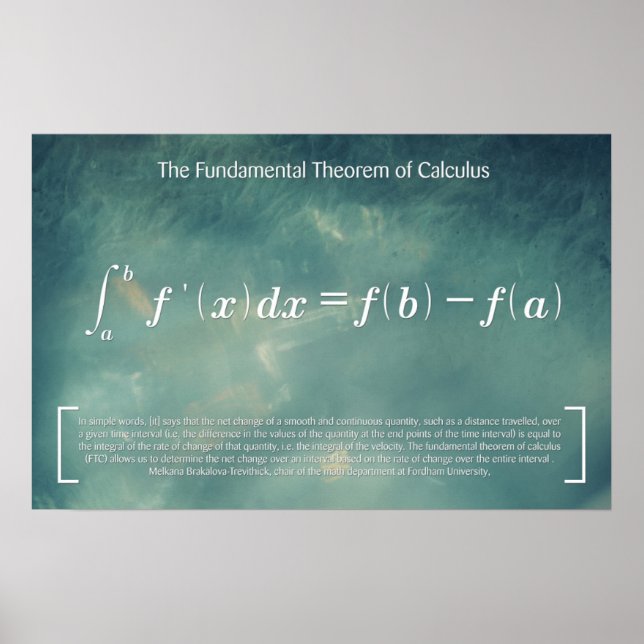 Den grundläggande teorin i Calculus - Math Poster (Framsidan)