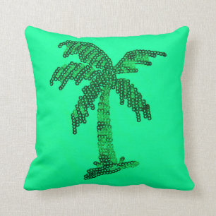 Den Grungy Sequined palmträdet avbildar Kudde