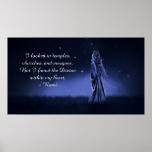 Den gudomliga inom mitt hjärta Andlig citat Poster