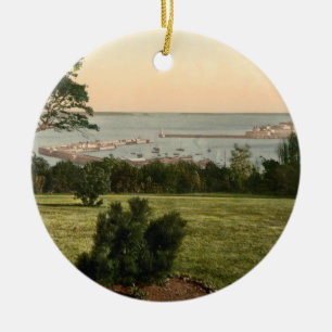 Den Guernsey hamnen, kanaliserar öar, England Julgransprydnad Keramik