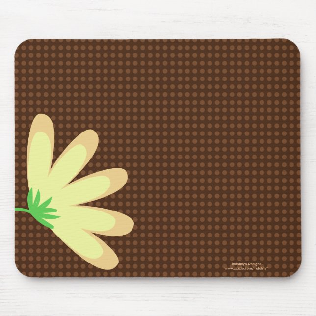 Den gula blommabruntet pricker Mousepad Musmatta (Framsidan)