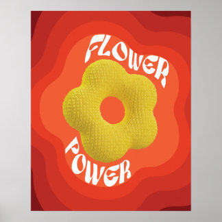 Den gula blomman är designad med en unik stickning poster