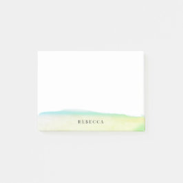 Den gula gröna vattenfärgen borstar slår personlig post-it block