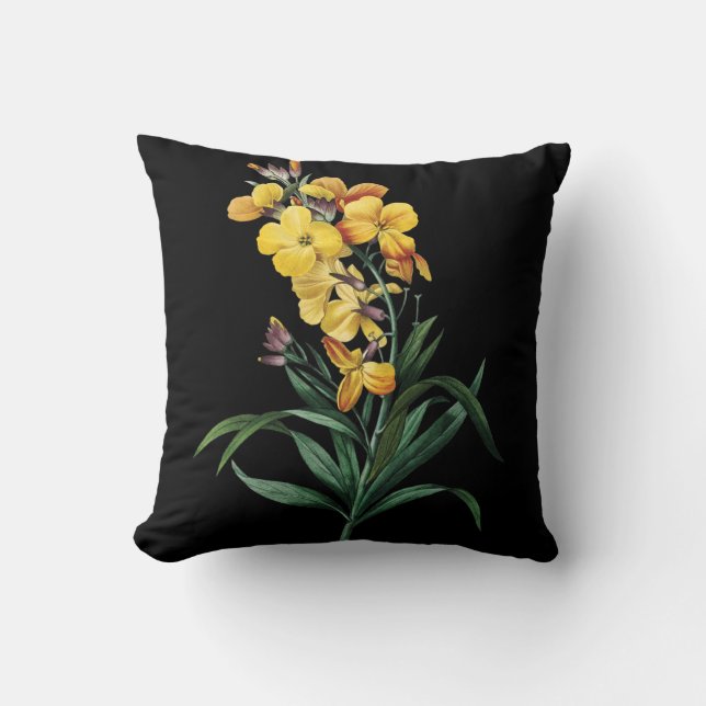 den gula härliga blommasvarten kudder kudde (Framsida)