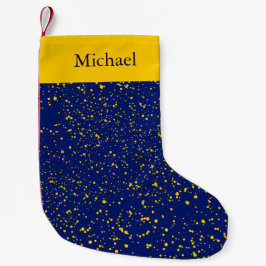 Den gula konfettin pricker på blåttjulhelgdag liten julstrumpa