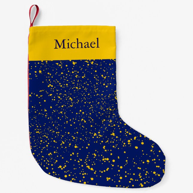 Den gula konfettin pricker på blåttjulhelgdag liten julstrumpa (Framsidan)