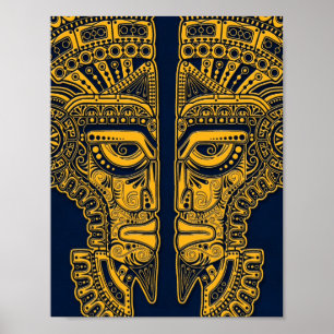 Den gula Mayan twillingar maskerar illusion på Poster