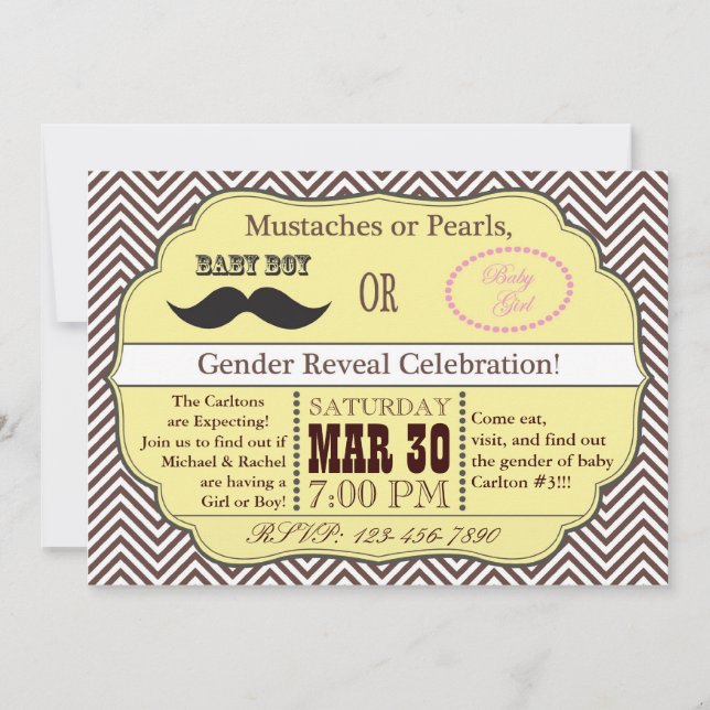 Den gula mustasch- eller pärlagender avslöjer inbjudningar (Framsida)