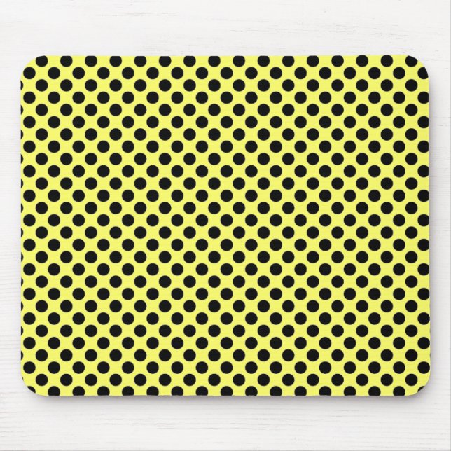 Den gula och svart polkaen pricker Mousepad Musmatta (Framsidan)