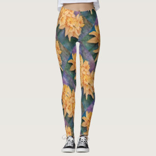 Den gula påskliljan blommar i vattenfärger leggings