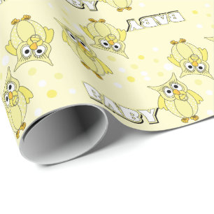 Den gula polkaen pricker ugglababy showertema presentpapper