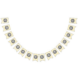 Den gula randsparren pricker mönsterbaby shower vimplar