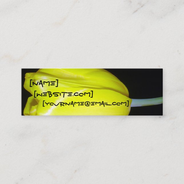 Den gula tulpan profilerar kortet mini visitkort (Framsida)