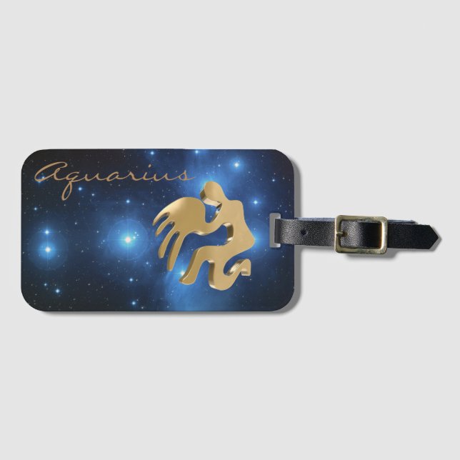 Den guld- aquariusen undertecknar bagagebricka (Framsida horisontal)