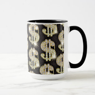 Den guld- Bling diamantdollaren undertecknar Mugg
