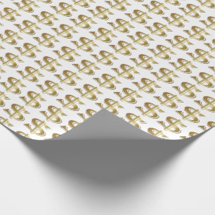 Den guld- dollaren undertecknar inpackning av presentpapper