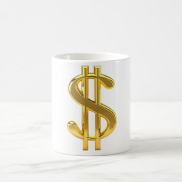 Den guld- dollaren undertecknar kaffemugg