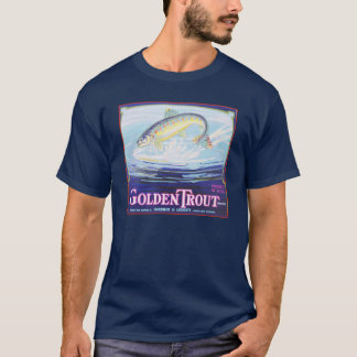 Den guld- forellen brännmärker vintageetiketten t shirt