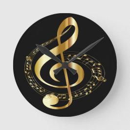 Den guld- Gclef väggen tar tid på Rund Klocka