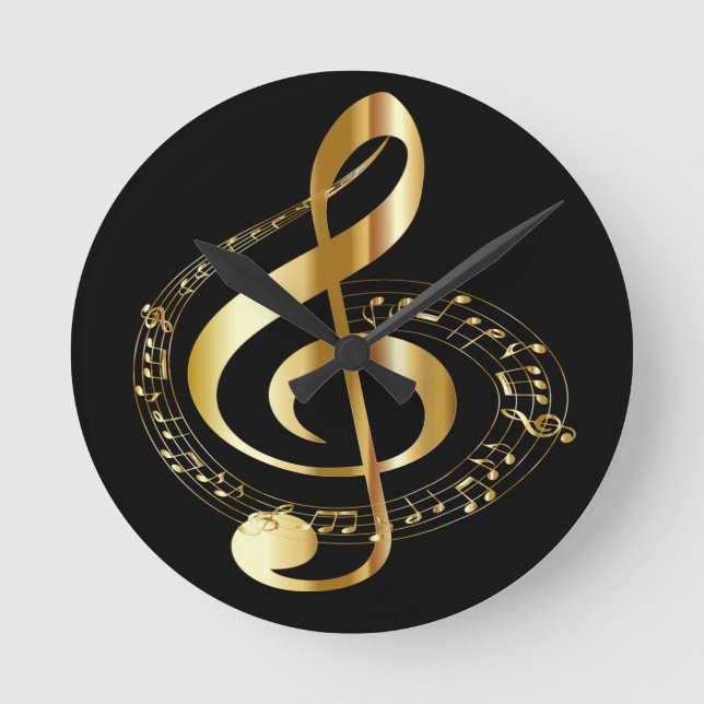 Den guld- Gclef väggen tar tid på Rund Klocka (Framsida)