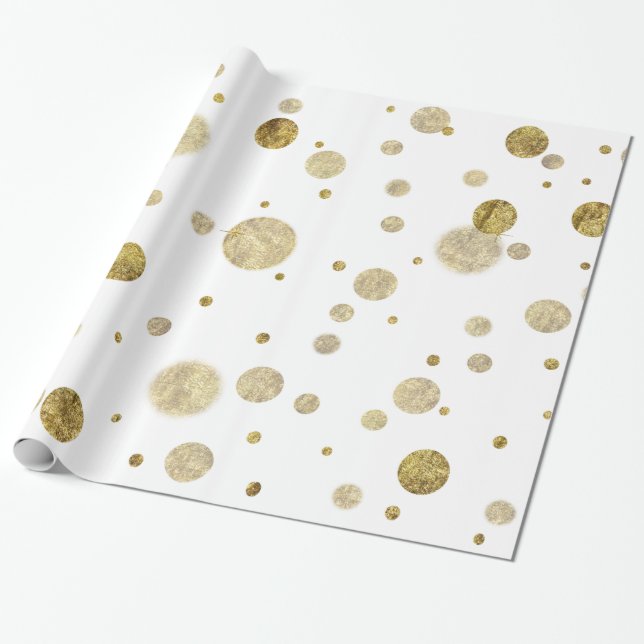 Den guld- Glam Bokeh konfettin pricker Presentpapper (Utrullad)