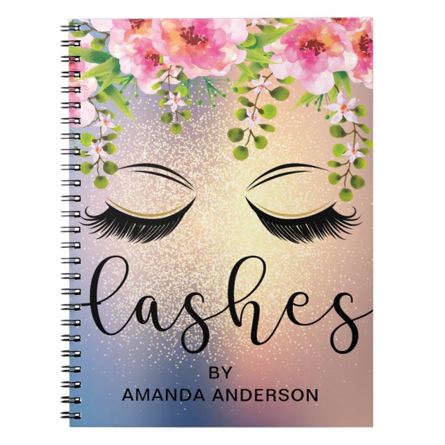 Den guld- glitterblommigten piskar tidsbeställning anteckningsbok (Framsidan)