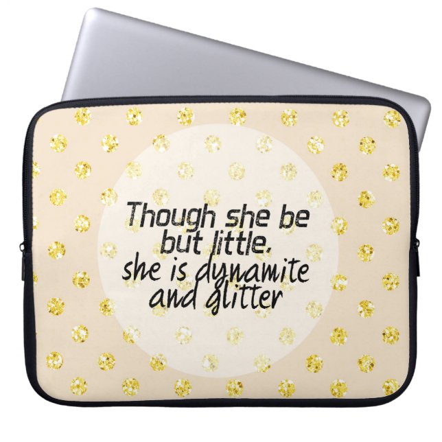 Den guld- glitterpolkaen pricker det Shakespeare Laptop Sleeve (Framsidan)