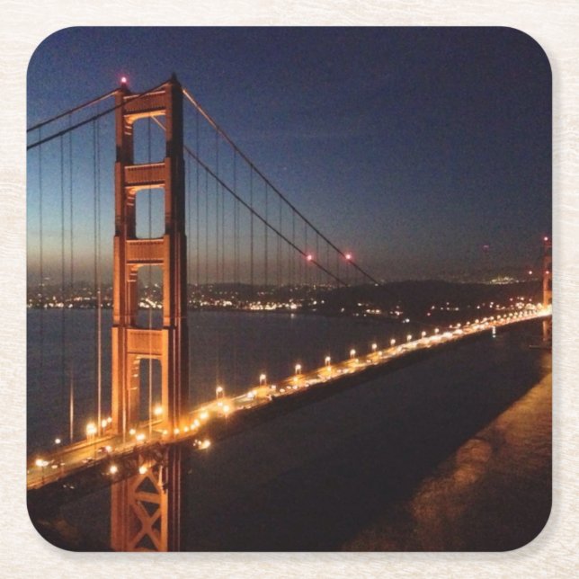 Den guld- grinden överbryggar från Marin uddar Underlägg Papper Kvadrat (Framsidan)