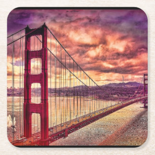 Den guld- grinden överbryggar i San Francisco, Underlägg Papper Kvadrat
