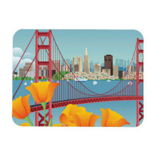 Den guld- grinden överbryggar San Francisco, CA Magnet